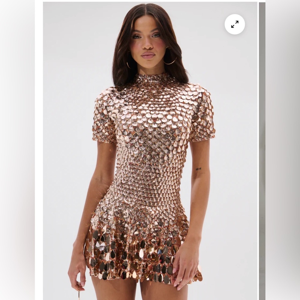 AKIRA Rose Gold Sequin Mini Dress